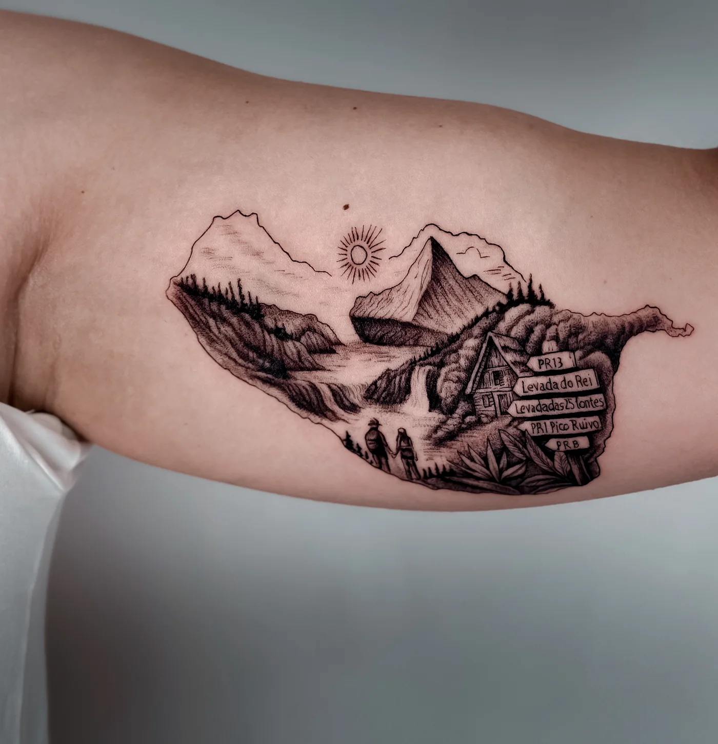 Madeira landscape tattoo detail by Hugo Gonzalez